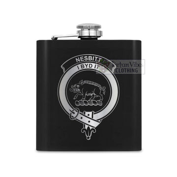 Nesbitt (Nisbet) Crest Hip Flask Set 7oz Black Stainless Steel with A Gift Box