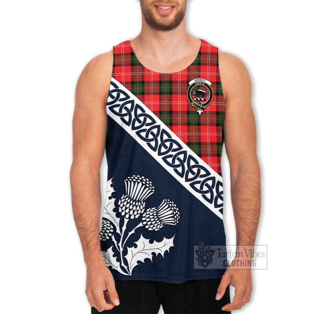 Tartan Vibes Clothing Nesbitt (Nisbet) Tartan Men's Tank Top Featuring Thistle and Scotland Map