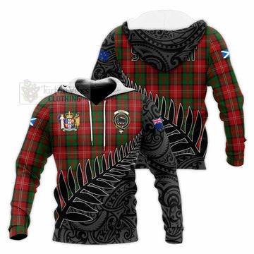 Nesbitt (Nisbet) Crest Tartan Knitted Hoodie with New Zealand Silver Fern Half Style