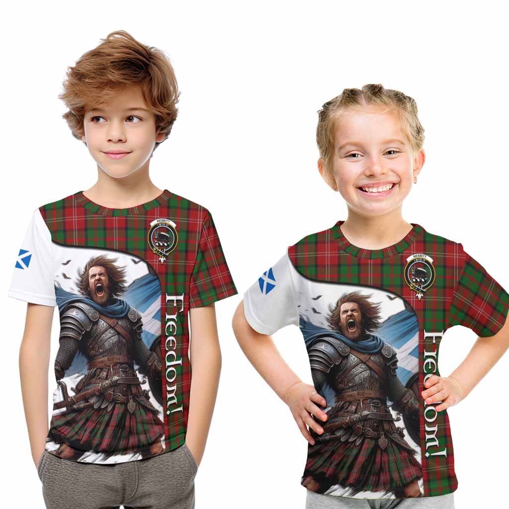 Tartan Vibes Clothing Nesbitt (Nisbet) Crest Tartan Kid T-Shirt Inspired by the Freedom of Scottish Warrior