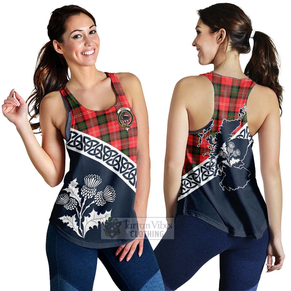 Tartan Vibes Clothing Nesbitt (Nisbet) Tartan Women's Racerback Tanks Featuring Thistle and Scotland Map