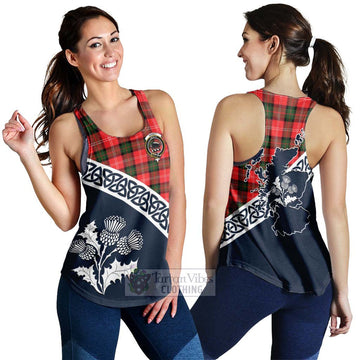 Nesbitt (Nisbet) Tartan Women's Racerback Tanks Featuring Thistle and Scotland Map