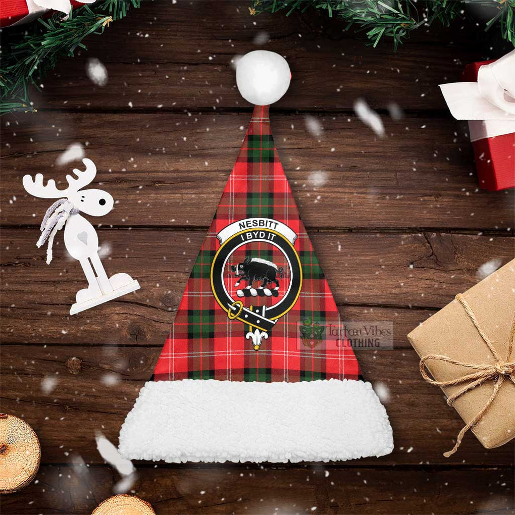 Tartan Vibes Clothing Nesbitt (Nisbet) Tartan Christmas Santa Hats with Family Crest