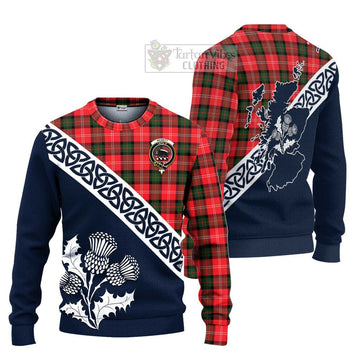 Nesbitt (Nisbet) Tartan Ugly Sweater Featuring Thistle and Scotland Map