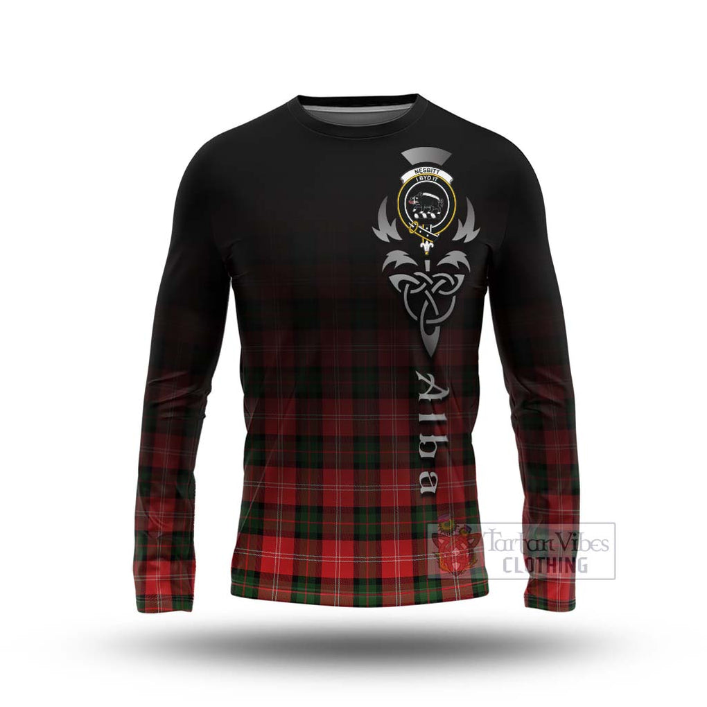 Tartan Vibes Clothing Nesbitt (Nisbet) Tartan Long Sleeve T-Shirt Featuring Alba Gu Brath Family Crest Celtic Inspired