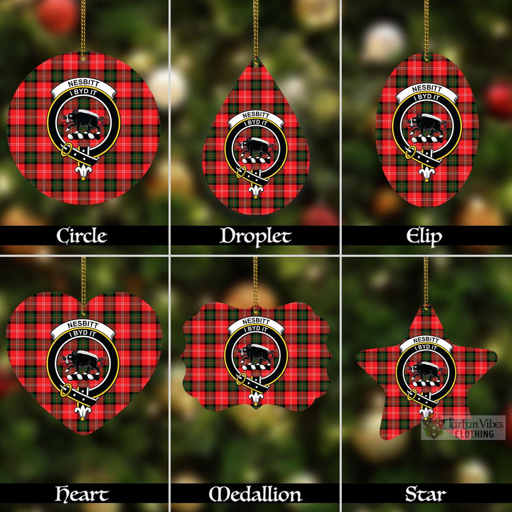 Tartan Vibes Clothing Nesbitt (Nisbet) Tartan Christmas Aluminium Ornament with Family Crest