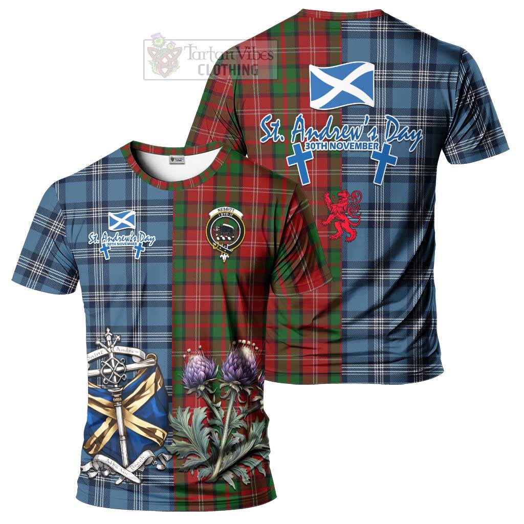 Tartan Vibes Clothing Nesbitt (Nisbet) Tartan T-Shirt Happy St. Andrew's Day Half Tartan Style