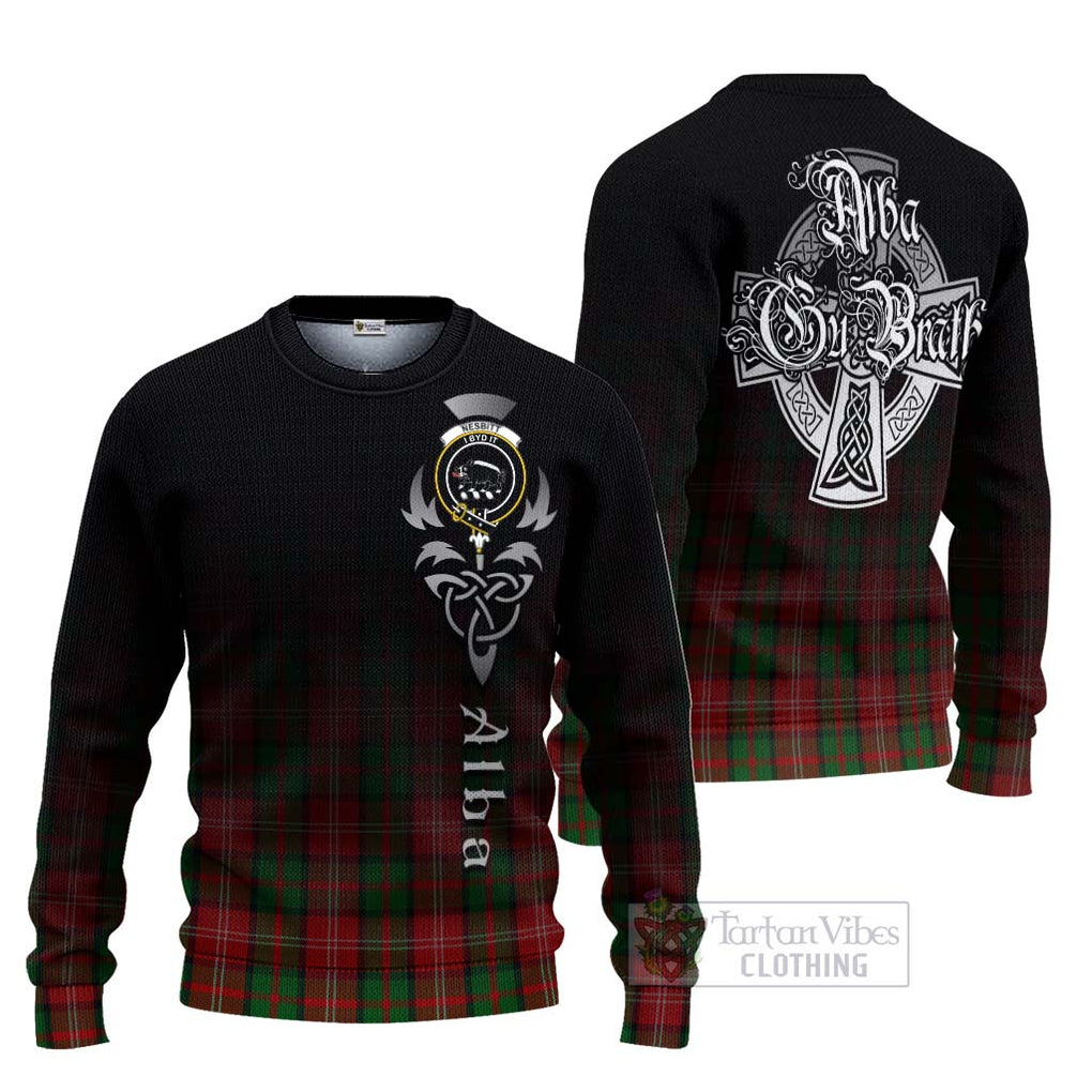 Tartan Vibes Clothing Nesbitt (Nisbet) Tartan Knitted Sweater Featuring Alba Gu Brath Family Crest Celtic Inspired