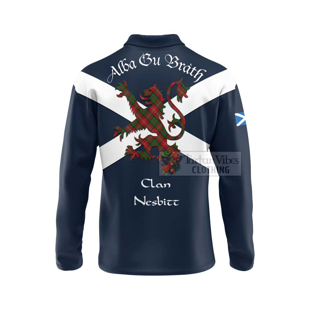 Tartan Vibes Clothing Nesbitt (Nisbet) Tartan Lion Rampant Long Sleeve Polo Shirt – Proudly Display Your Heritage with Alba Gu Brath and Clan Name