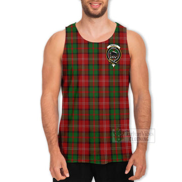 Nesbitt (Nisbet) Tartan Men's Tank Top with Family Crest and Bearded Skull Holding Bottles of Whiskey