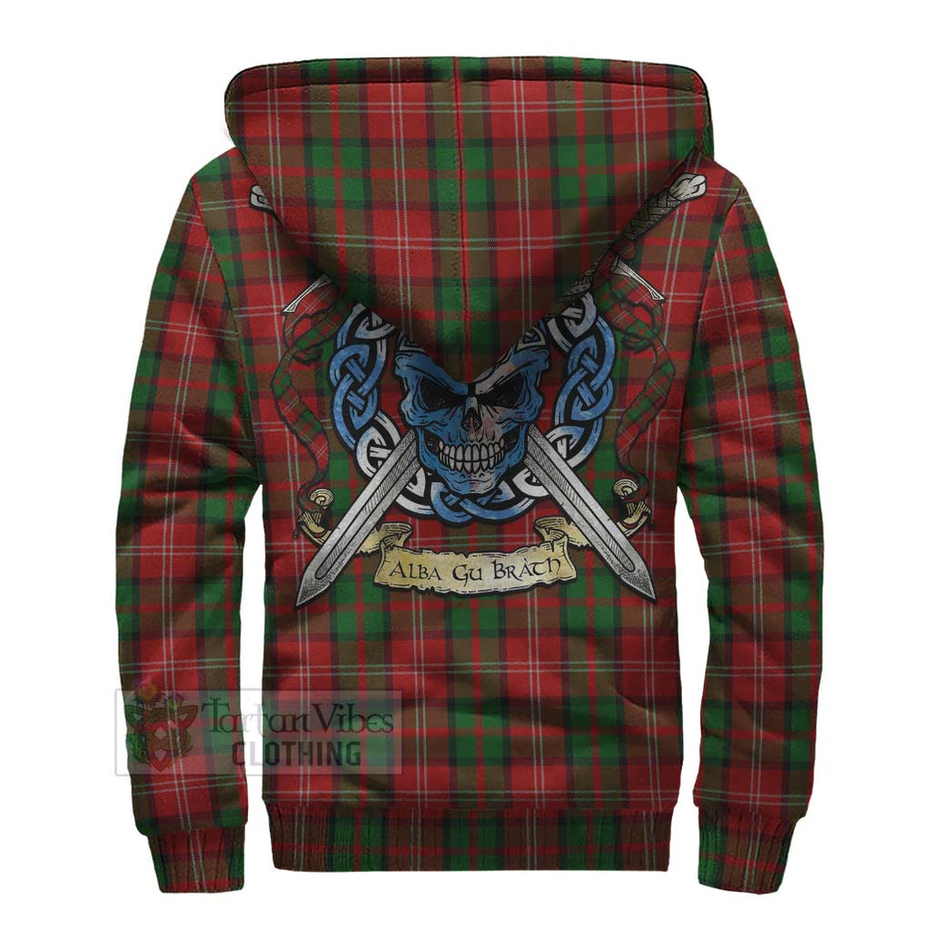 Tartan Vibes Clothing Nesbitt (Nisbet) Tartan Sherpa Hoodie with Family Crest Celtic Skull Style