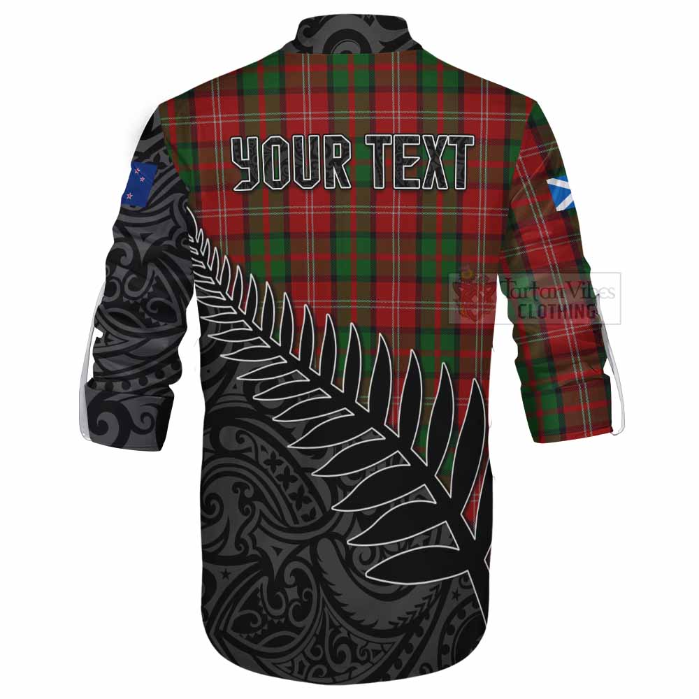 Tartan Vibes Clothing Nesbitt (Nisbet) Crest Tartan Ghillie Kilt Shirt with New Zealand Silver Fern Half Style