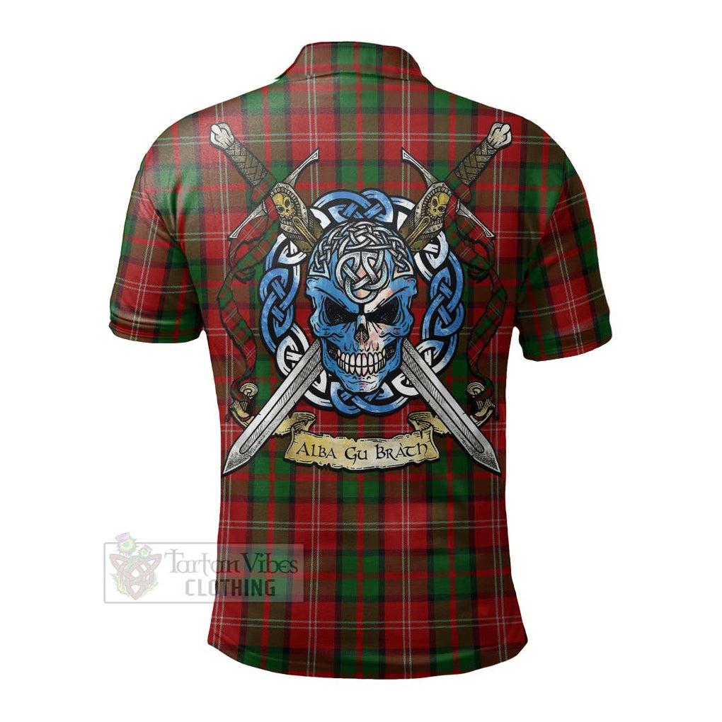 Tartan Vibes Clothing Nesbitt (Nisbet) Tartan Polo Shirt with Family Crest Celtic Skull Style