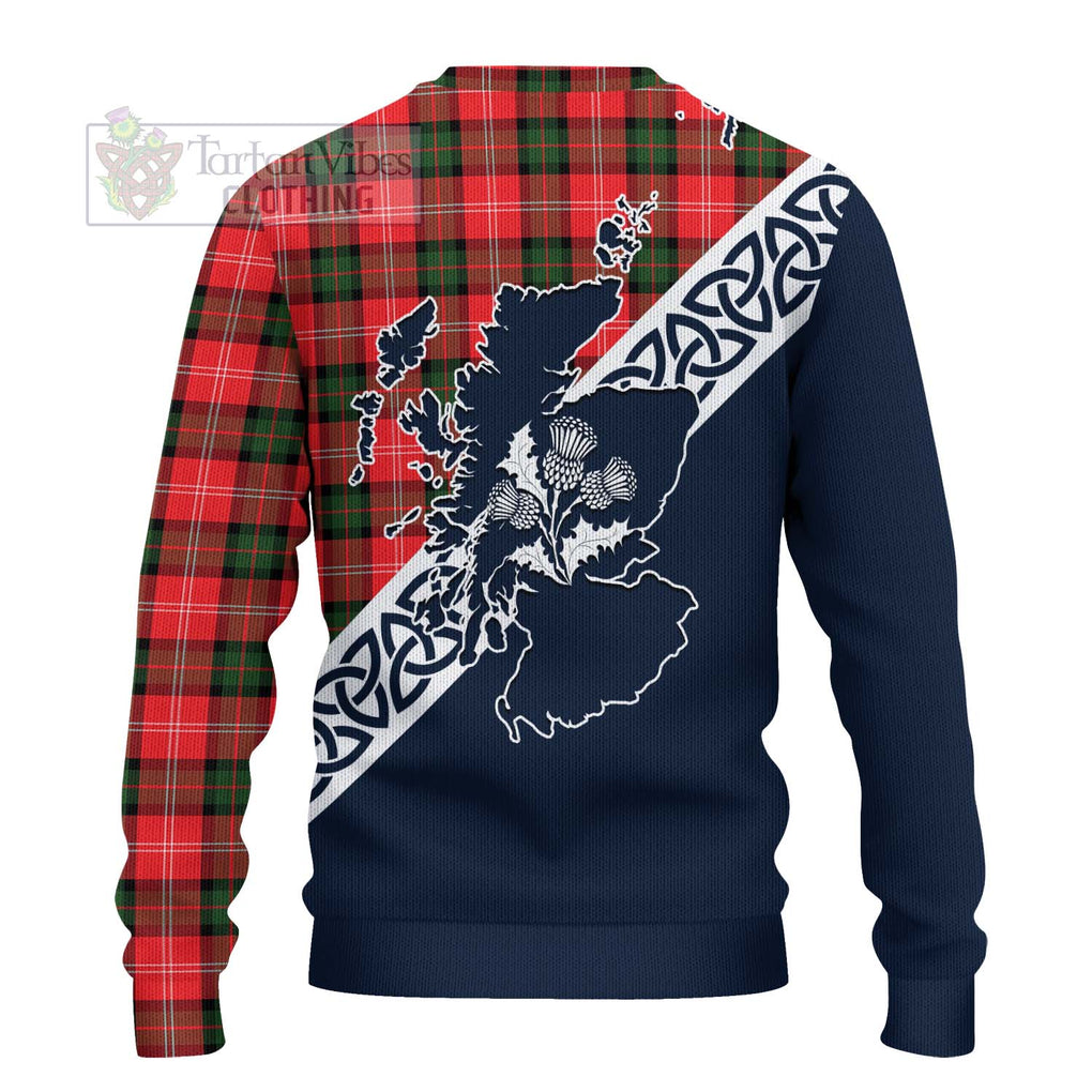 Tartan Vibes Clothing Nesbitt (Nisbet) Tartan Knitted Sweater Featuring Thistle and Scotland Map