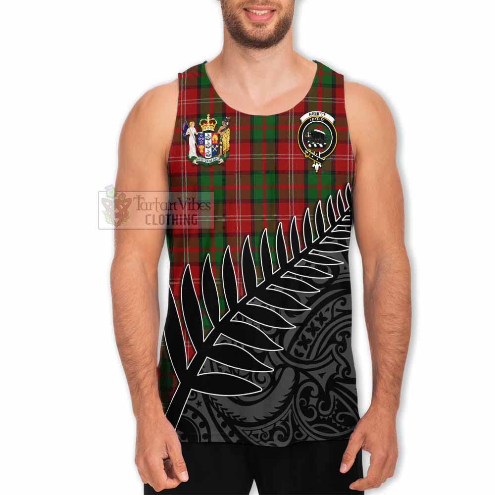 Tartan Vibes Clothing Nesbitt (Nisbet) Crest Tartan Men's Tank Top with New Zealand Silver Fern Half Style