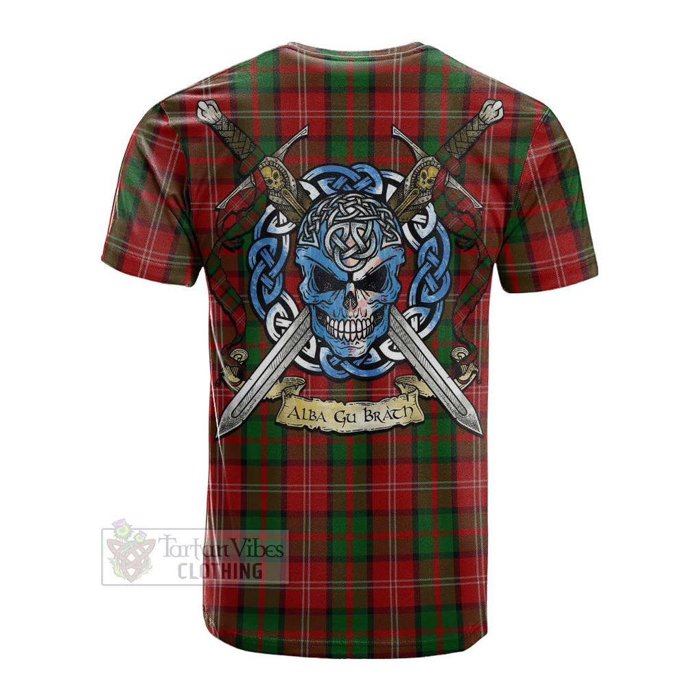 Tartan Vibes Clothing Nesbitt (Nisbet) Tartan Cotton T-shirt with Family Crest Celtic Skull Style