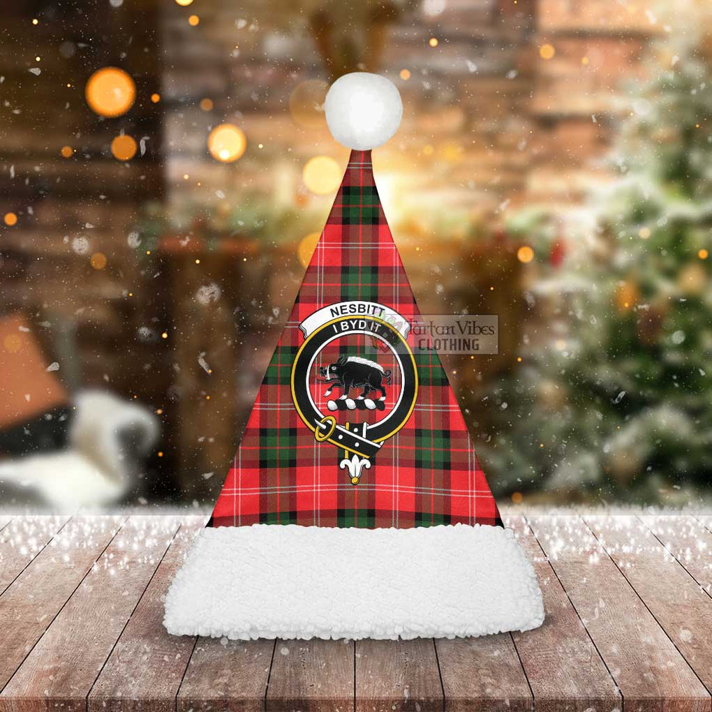 Tartan Vibes Clothing Nesbitt (Nisbet) Tartan Christmas Santa Hats with Family Crest