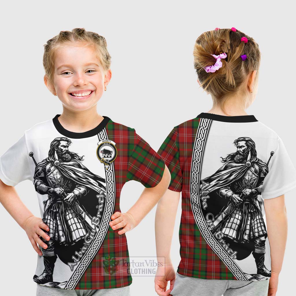 Tartan Vibes Clothing Nesbitt (Nisbet) Tartan Clan Crest Kid T-Shirt with Highlander Warrior Celtic Style