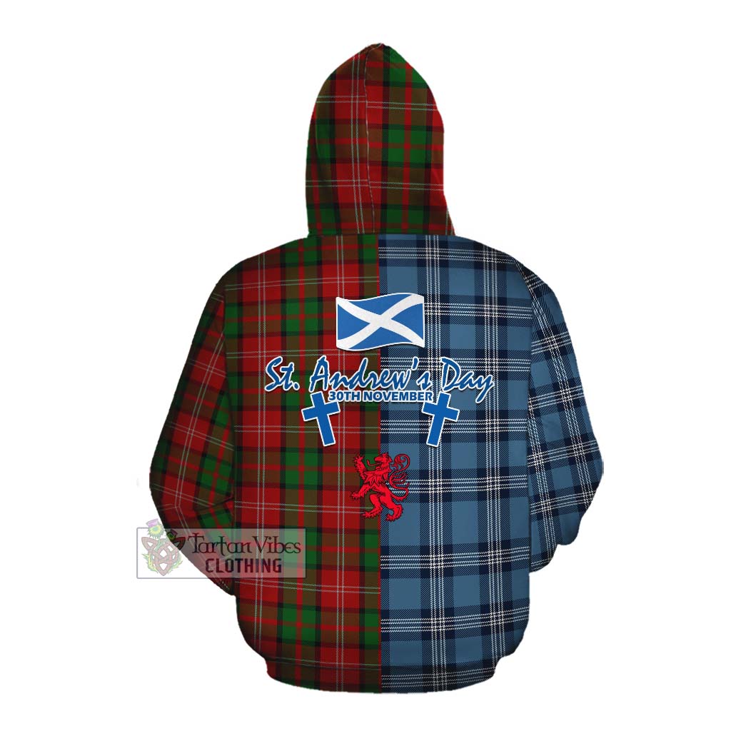 Tartan Vibes Clothing Nesbitt (Nisbet) Tartan Cotton Hoodie Happy St. Andrew's Day Half Tartan Style