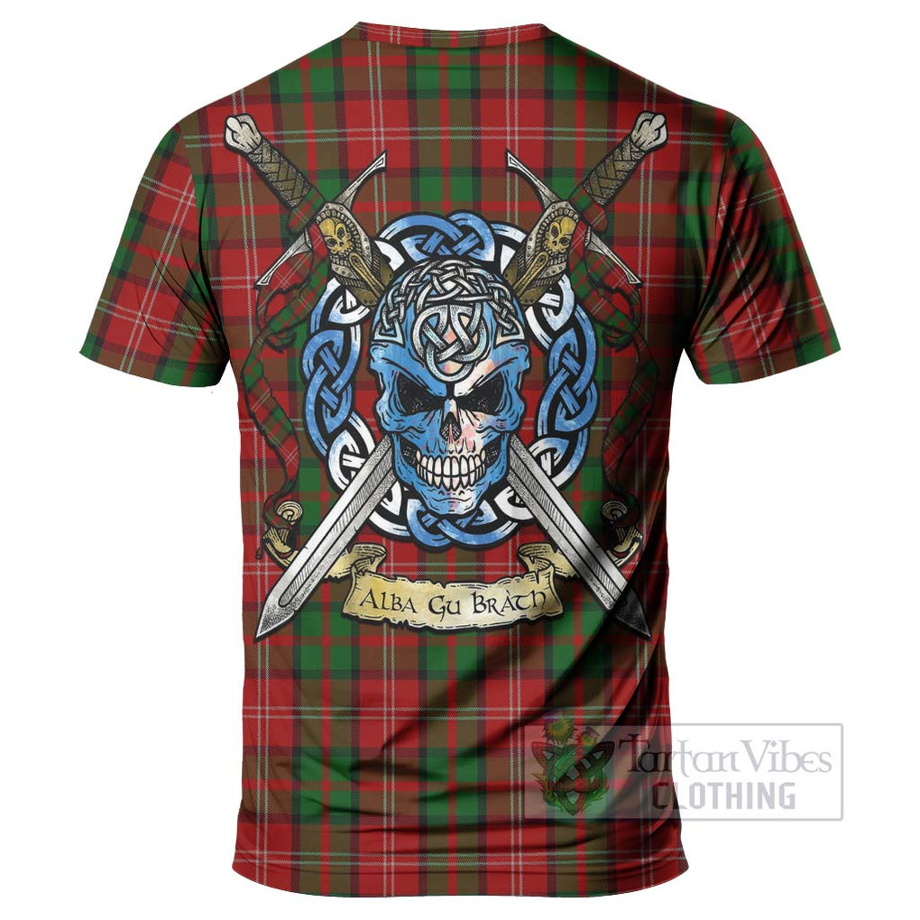 Tartan Vibes Clothing Nesbitt (Nisbet) Tartan T-Shirt with Family Crest Celtic Skull Style