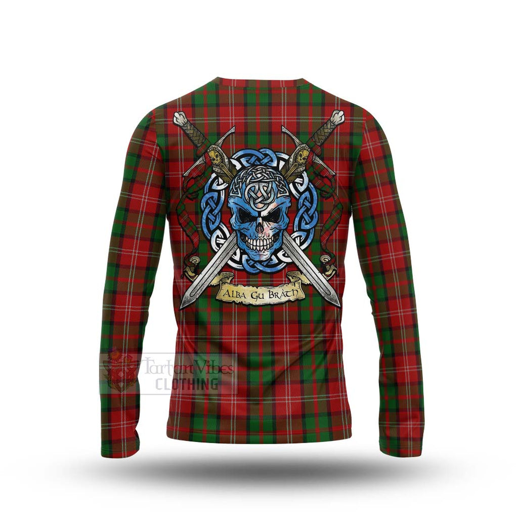 Tartan Vibes Clothing Nesbitt (Nisbet) Tartan Long Sleeve T-Shirt with Family Crest Celtic Skull Style