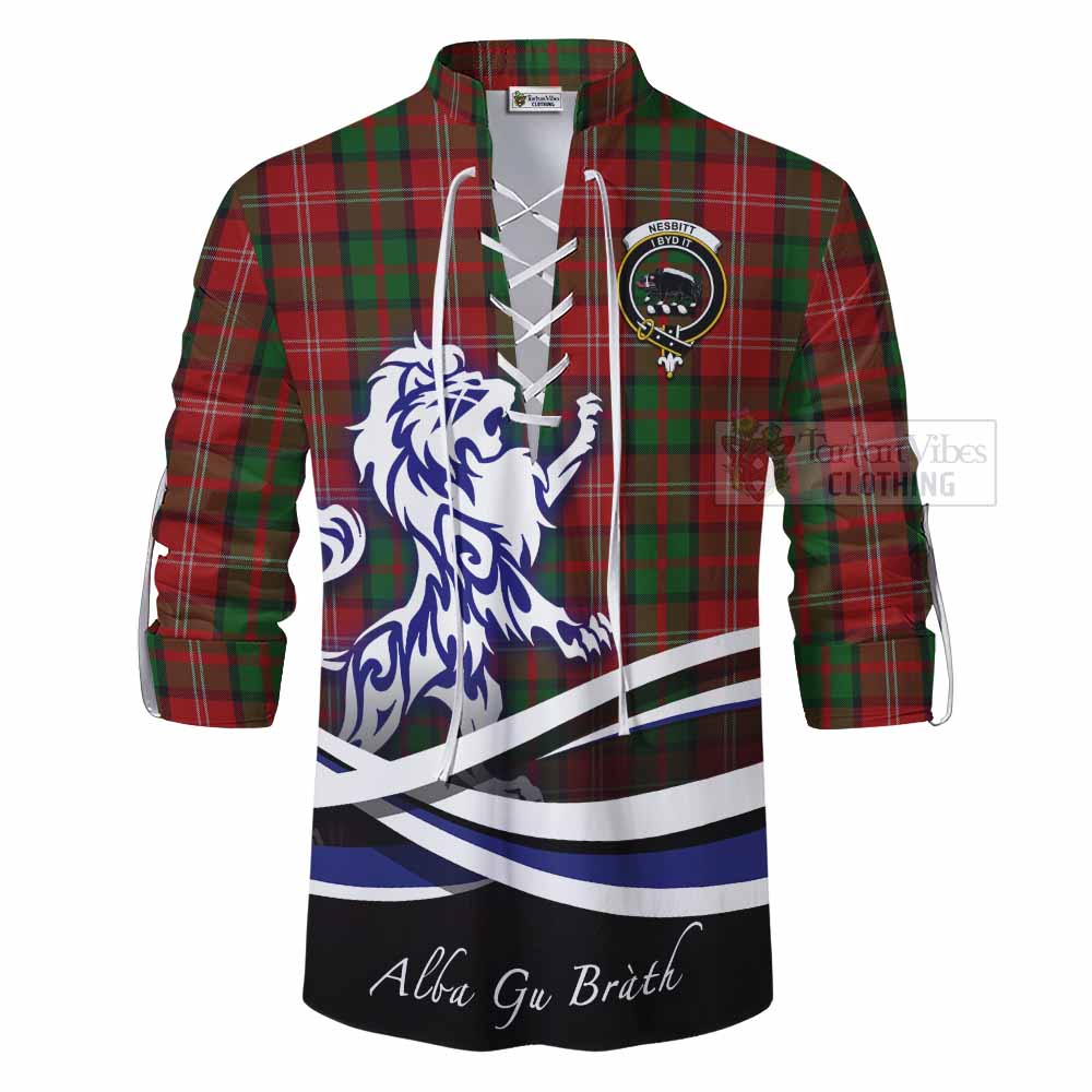 Tartan Vibes Clothing Nesbitt (Nisbet) Tartan Ghillie Kilt Shirt with Alba Gu Brath Regal Lion Emblem