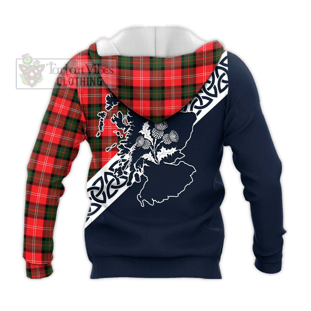 Tartan Vibes Clothing Nesbitt (Nisbet) Tartan Knitted Hoodie Featuring Thistle and Scotland Map