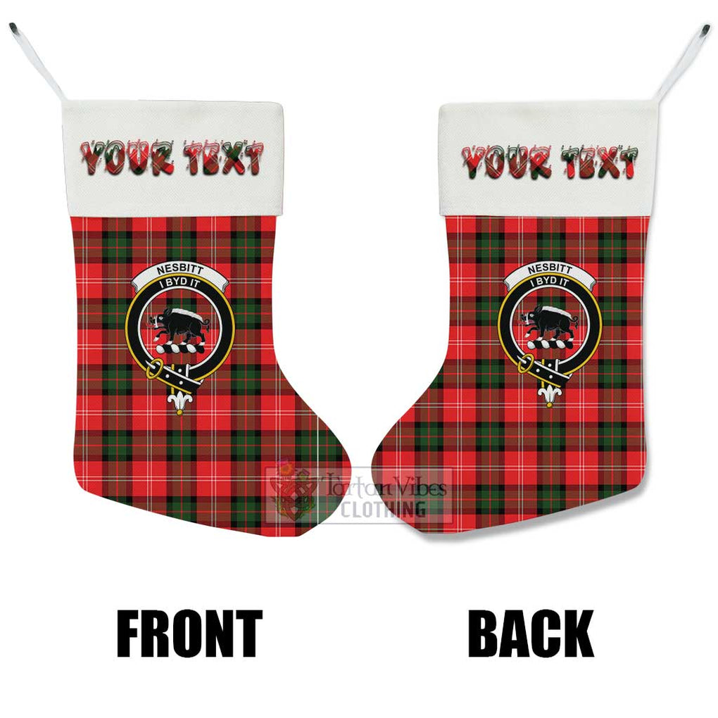 Tartan Vibes Clothing Nesbitt (Nisbet) Tartan Family Crest Christmas Stocking with Personalized Text