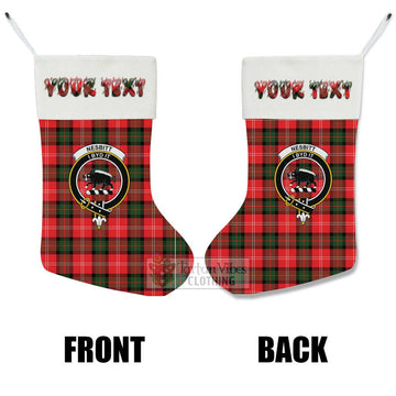 Nesbitt (Nisbet) Tartan Family Crest Christmas Stocking with Personalized Text