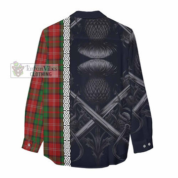 Nesbitt (Nisbet) Tartan Women's Casual Shirt with Family Crest Cross Sword Thistle Celtic Vibes