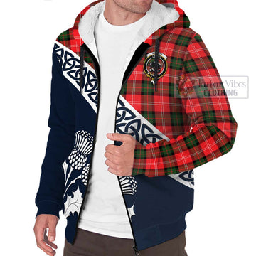 Nesbitt (Nisbet) Tartan Sherpa Hoodie Featuring Thistle and Scotland Map