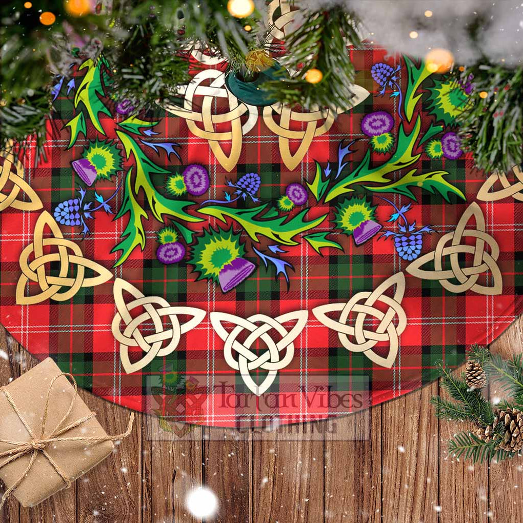 Tartan Vibes Clothing Nesbitt (Nisbet) Tartan Christmas Tree Skirt with Thistle Celtic Knot Style