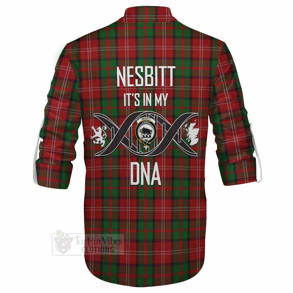 Tartan Vibes Clothing Nesbitt (Nisbet) Tartan Ghillie Kilt Shirt with Family Crest DNA In Me Style