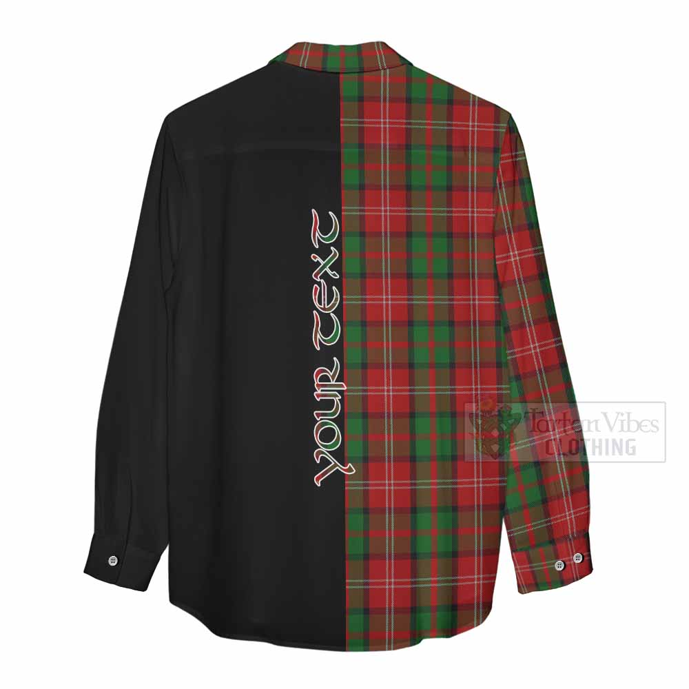 Tartan Vibes Clothing Nesbitt (Nisbet) Tartan Women's Casual Shirt with Family Crest and Half Of Me Style