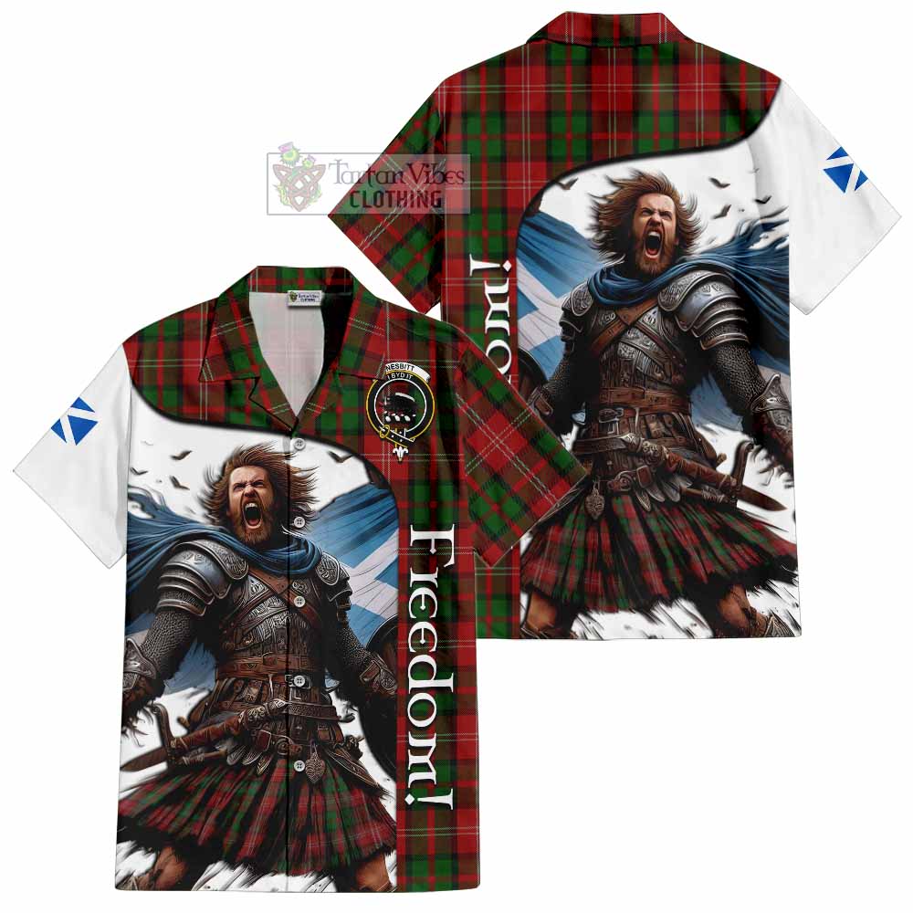 Tartan Vibes Clothing Nesbitt (Nisbet) Crest Tartan Short Sleeve Button Shirt Inspired by the Freedom of Scottish Warrior