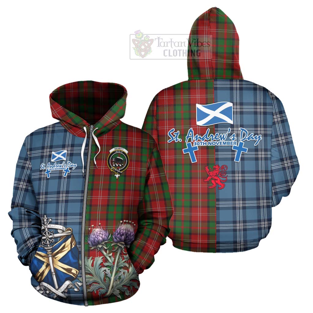 Tartan Vibes Clothing Nesbitt (Nisbet) Tartan Hoodie Happy St. Andrew's Day Half Tartan Style