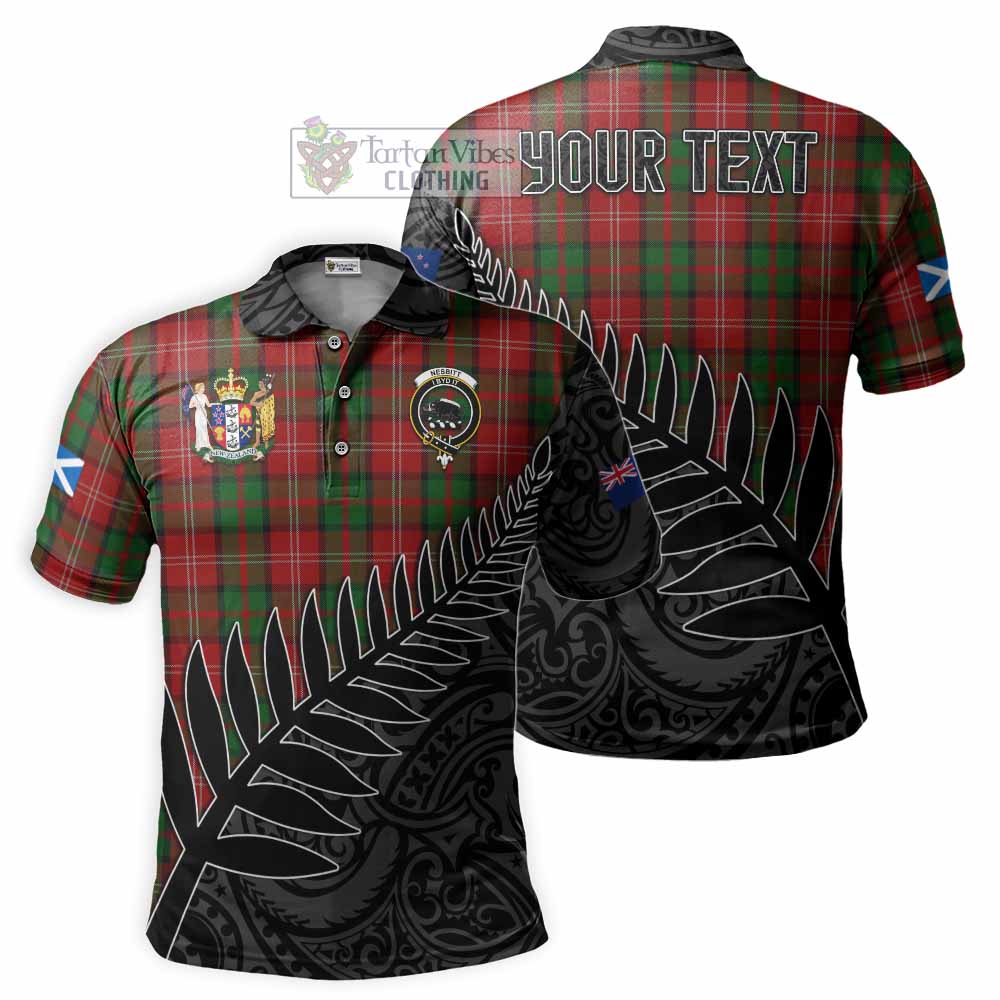 Nesbitt (Nisbet) Crest Tartan Polo Shirt with New Zealand Silver Fern Half Style