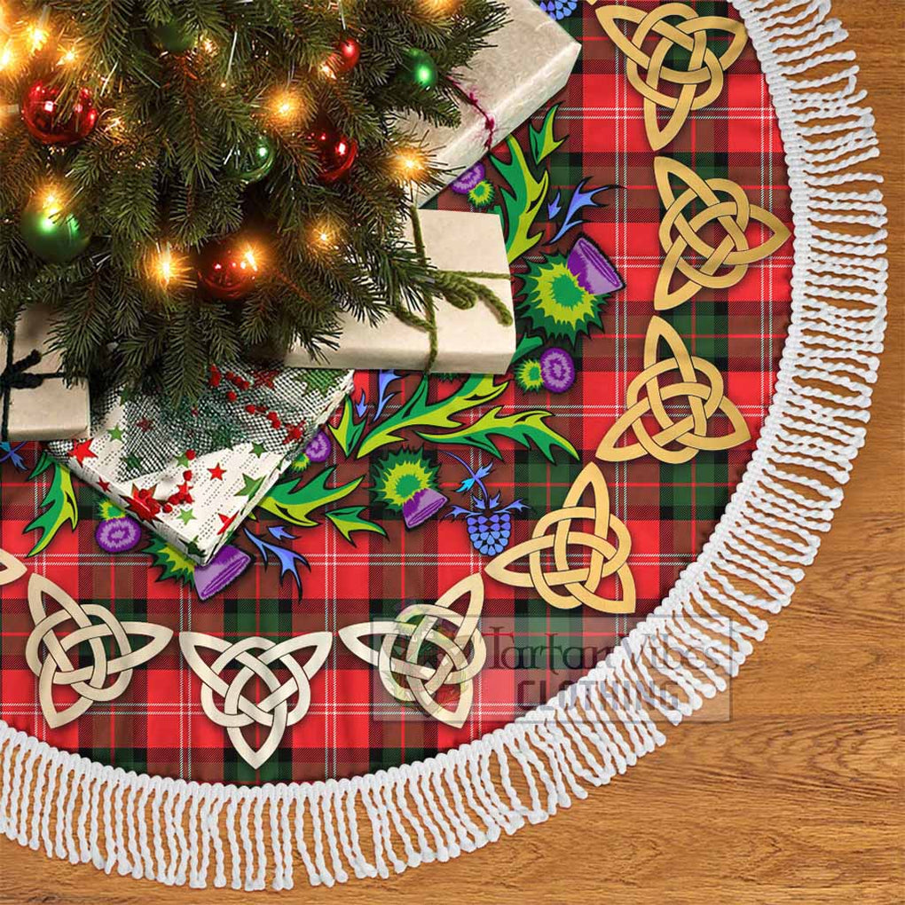 Tartan Vibes Clothing Nesbitt (Nisbet) Tartan Christmas Tree Skirt with Thistle Celtic Knot Style