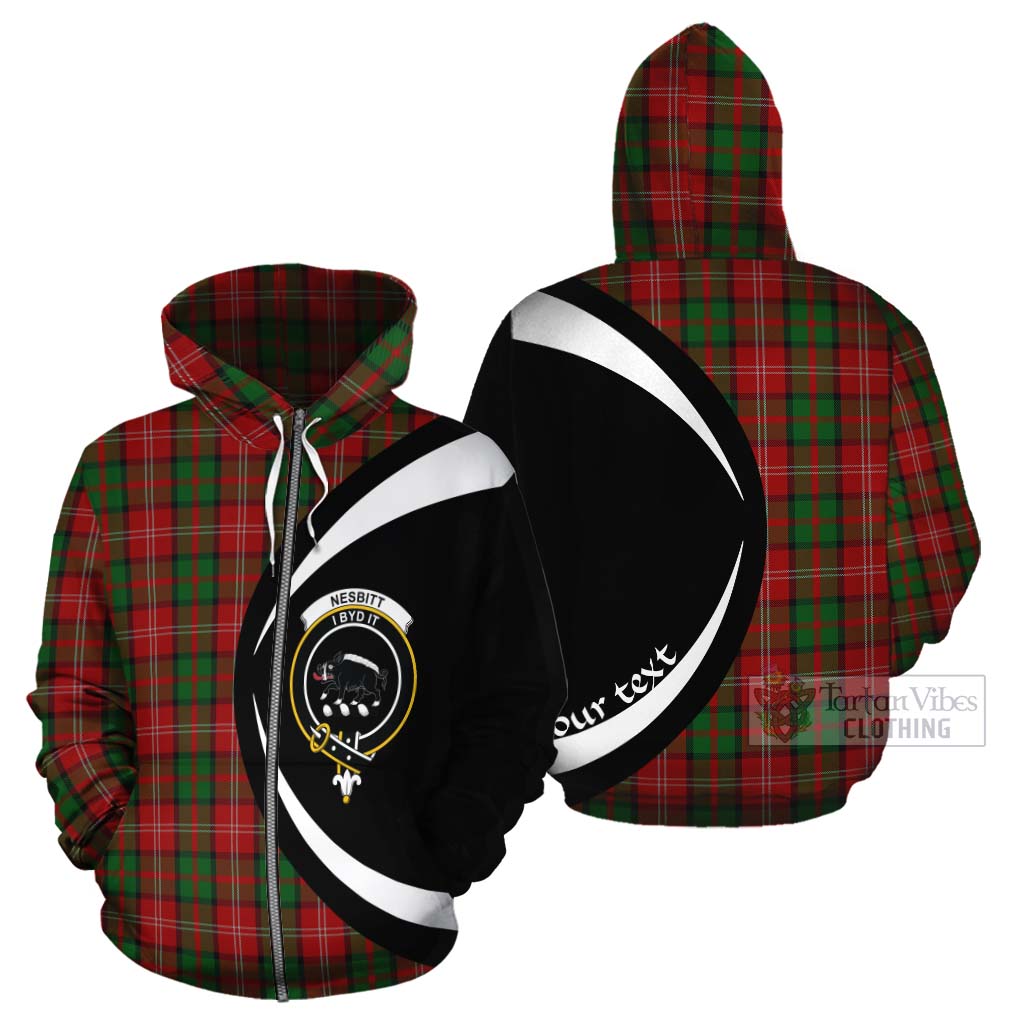 Tartan Vibes Clothing Nesbitt (Nisbet) Tartan Cotton Hoodie with Family Crest Circle Style