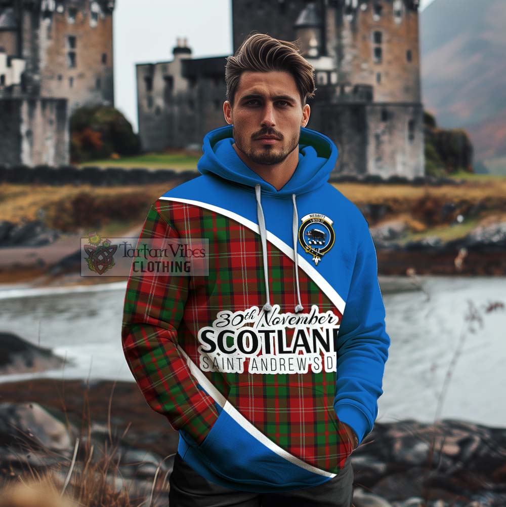 Tartan Vibes Clothing Nesbitt (Nisbet) Family Crest Tartan Cotton Hoodie Celebrate Saint Andrew's Day in Style