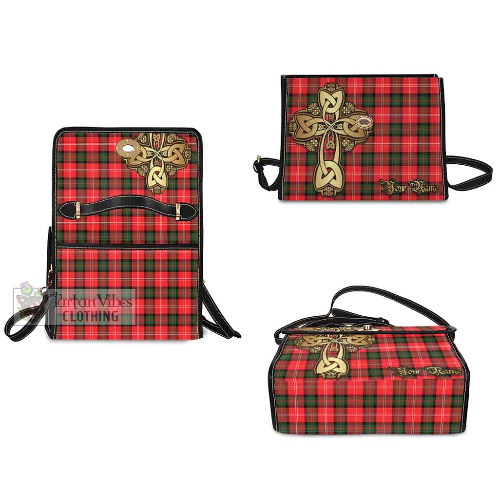 Tartan Vibes Clothing Nesbitt (Nisbet) Tartan Waterproof Canvas Bag Golden Thistle Celtic Cross Style