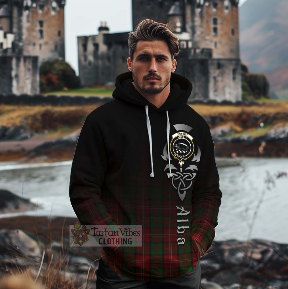 Tartan Vibes Clothing Nesbitt (Nisbet) Tartan Cotton Hoodie Featuring Alba Gu Brath Family Crest Celtic Inspired