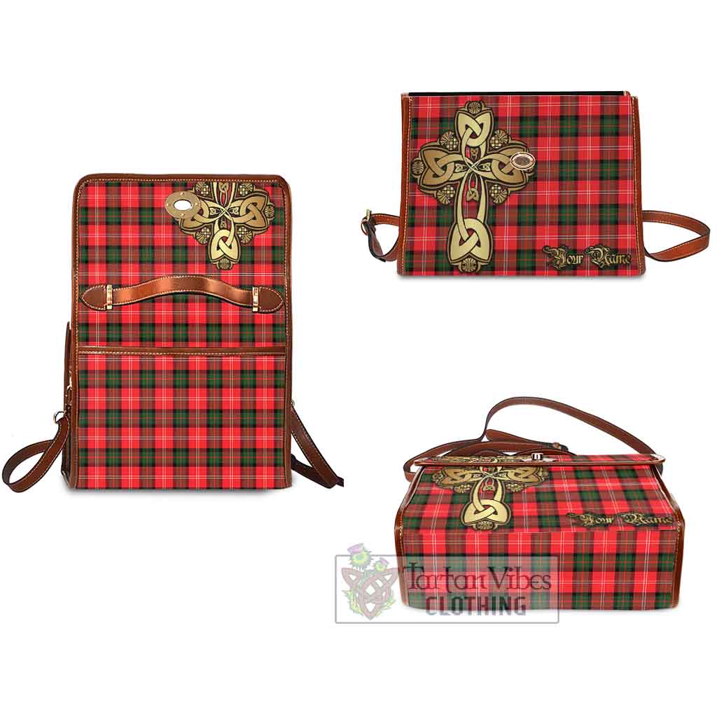 Tartan Vibes Clothing Nesbitt (Nisbet) Tartan Waterproof Canvas Bag Golden Thistle Celtic Cross Style