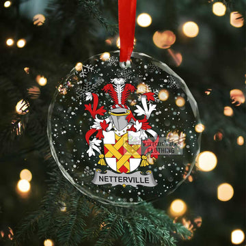 Netterville Irish Clan Christmas Glass Ornament with Coat of Arms