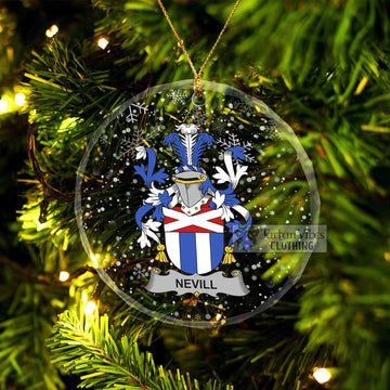 Nevill Irish Clan Christmas Glass Ornament with Coat of Arms