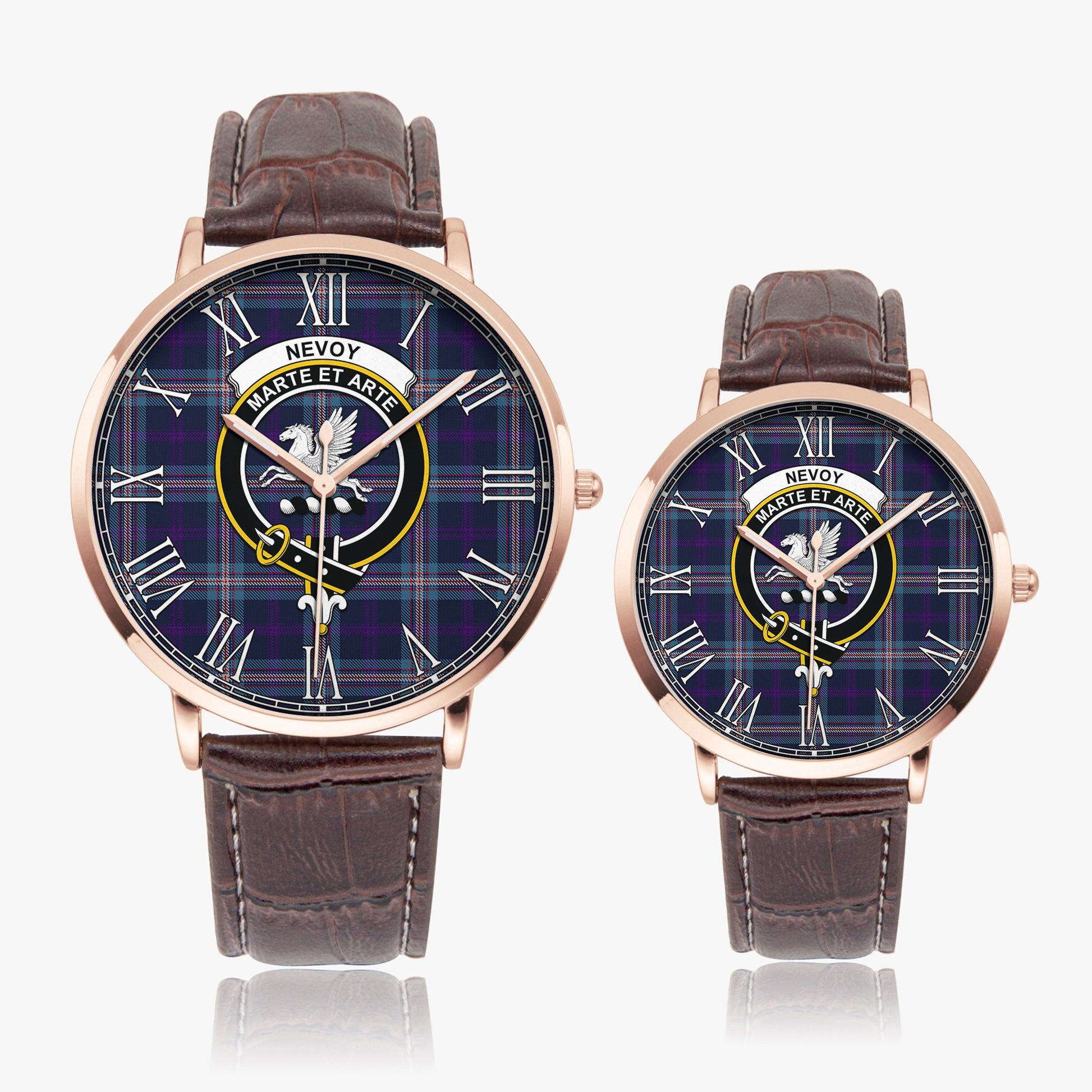 Nevoy Tartan Family Crest Leather Strap Quartz Watch - Tartanvibesclothing