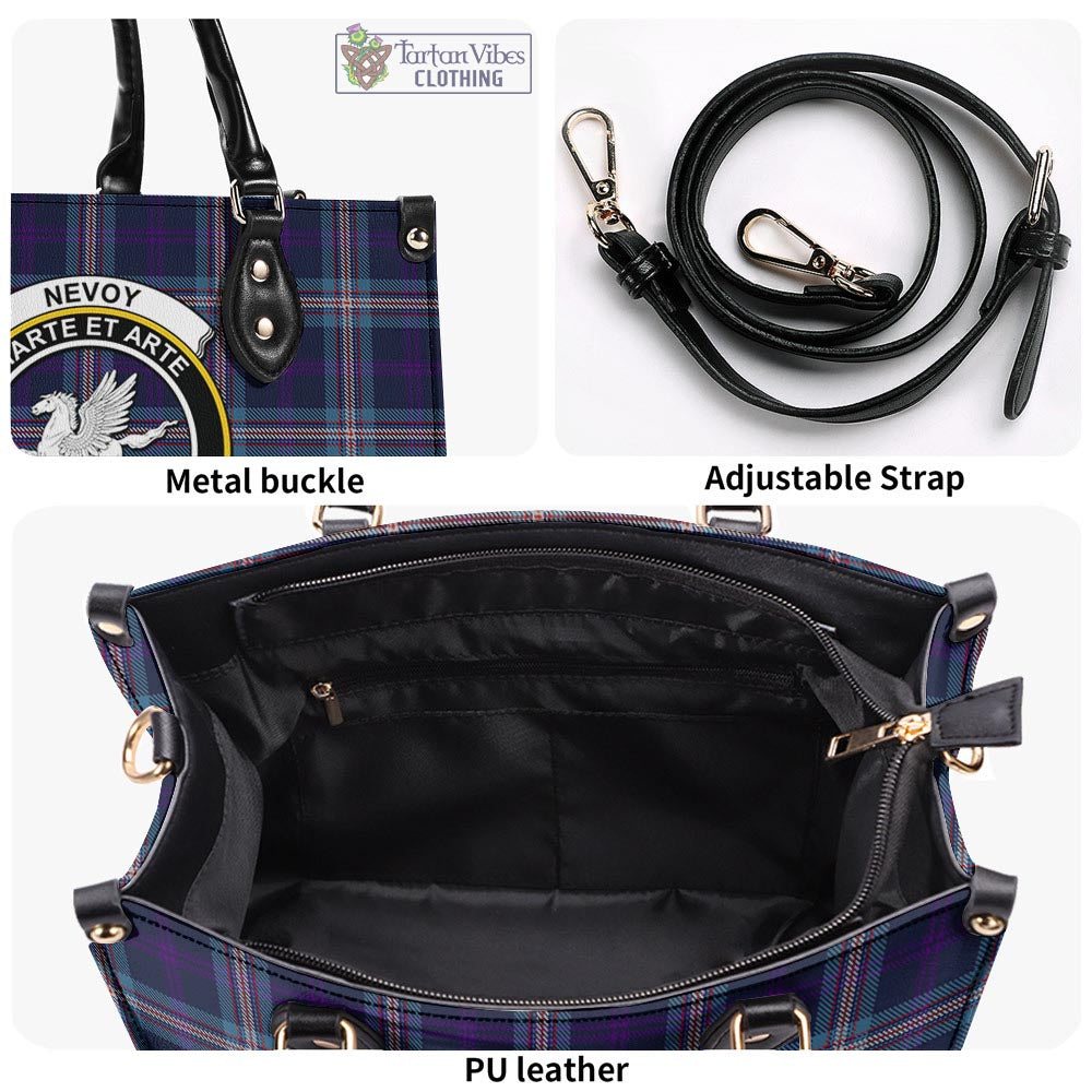 Tartan Vibes Clothing Nevoy Tartan Luxury Leather Handbags with Family Crest