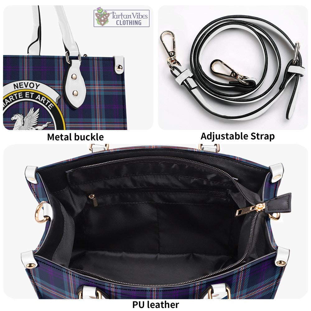 Tartan Vibes Clothing Nevoy Tartan Luxury Leather Handbags with Family Crest