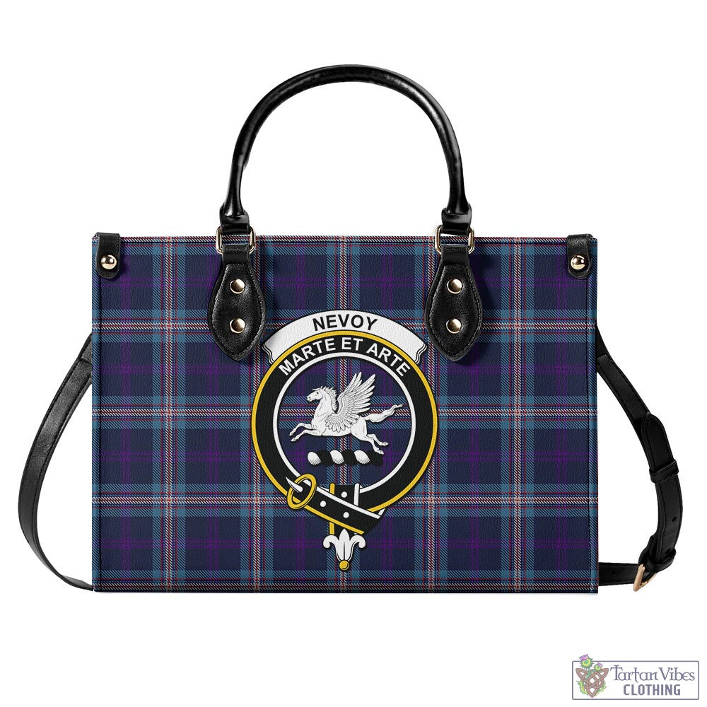 Tartan Vibes Clothing Nevoy Tartan Luxury Leather Handbags with Family Crest