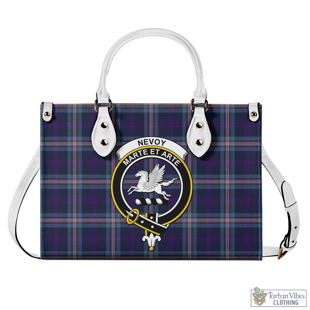 Tartan Vibes Clothing Nevoy Tartan Luxury Leather Handbags with Family Crest